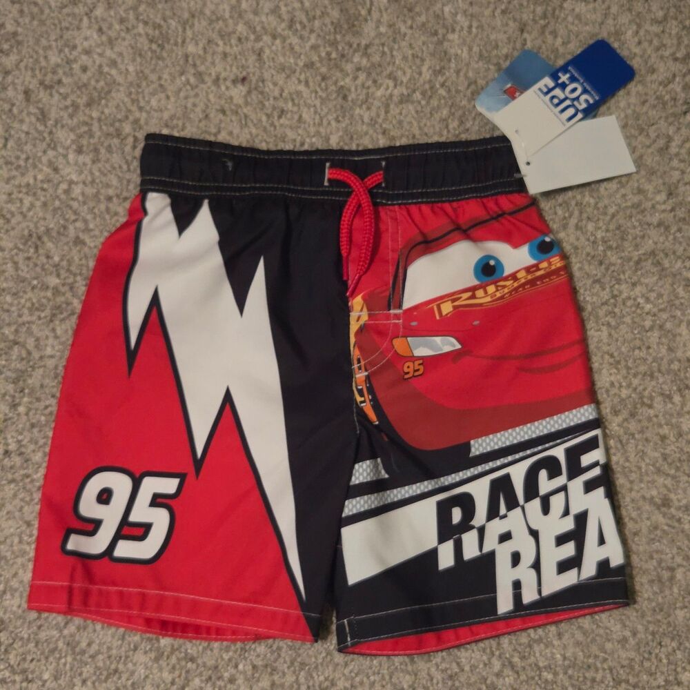 Disney Cars Lightning McQueen Swimsuit Trunks Boys Size 3T